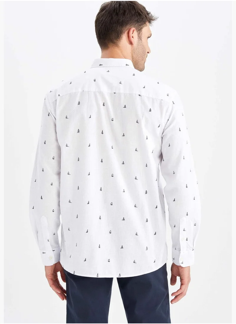 DeFacto Regular Fit Long Sleeve Minimal Print Shirt
