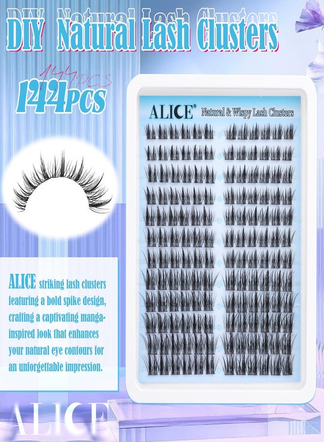 ALICE Natural Lash Clusters DIY Lash Extensions Wispy Eyelash Clusters Anime Cat Eye Cluster Eyelash Extensions10-16mm Individual Lashes 144pcs - Image 3