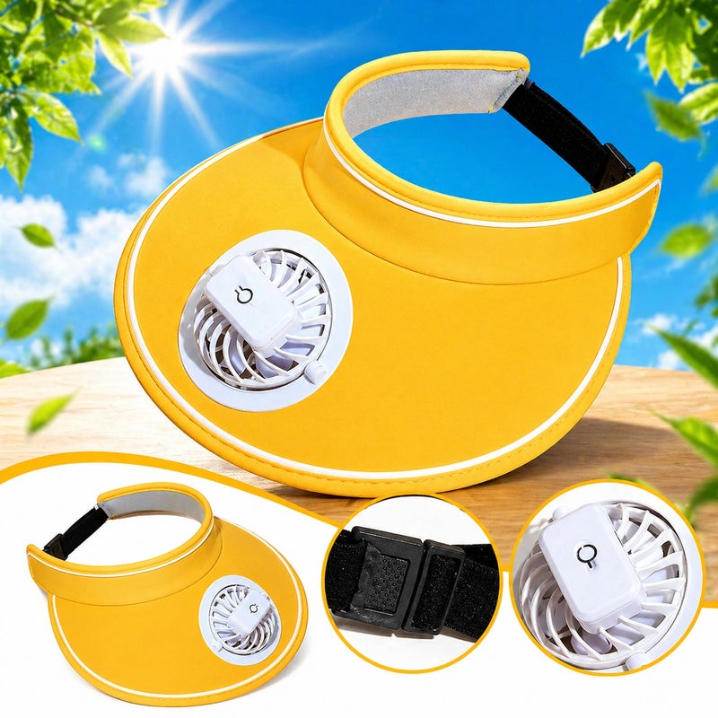 vsell24 Rechargeable Sun Visor Hat with Built-in Fan – 3 Speed Adjustable Cooling Fan Hat for Women & Kids, USB Portable Summer Outdoor Cap - Image 1
