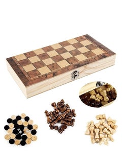 GUDOO Wooden Chess Set 3 in 1 Chess Board Games Chess Checkers and Backgammon Tic Tac Toe Games Travel Folding Chess Board Game Sets for Adults and Kids 15*15inch  - Image 5