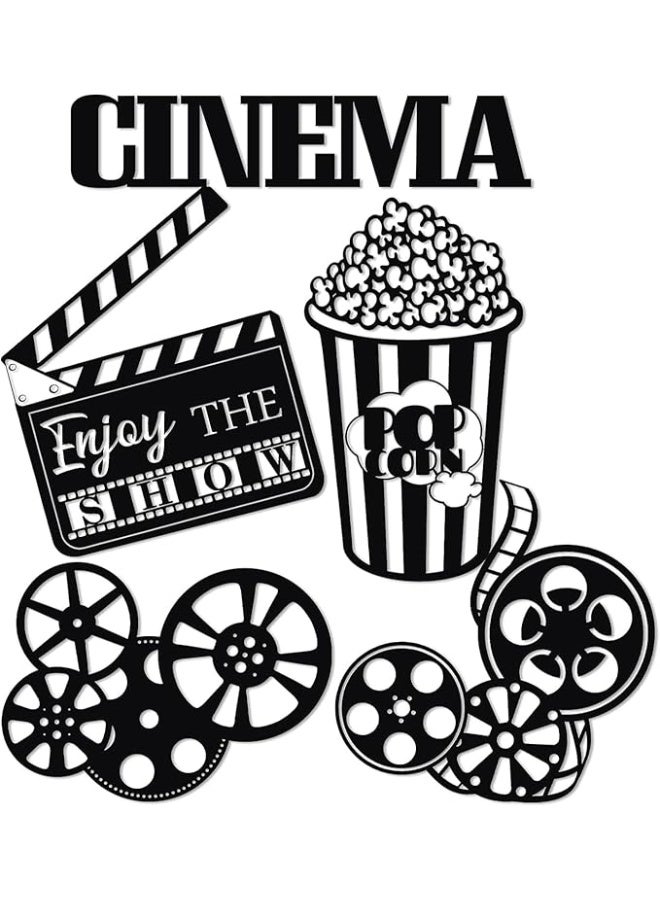 MIRFA Wooden Wall Art With Self Adhesive Base - Black (Movie Theatre Decor) - Image 1