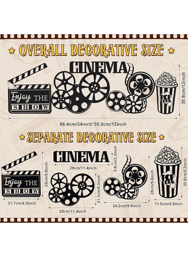MIRFA Wooden Wall Art With Self Adhesive Base - Black (Movie Theatre Decor) - Image 3