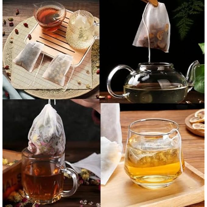 Duomama 200 Natural Cotton Tea Filter Bags  Convenient Drawstring Ideal For Loose Leaf Tea  Reusable Tea Infusers  For Steeping And Brewing Tea At Home Or Go Out  354 X 275 Inch - Image 4