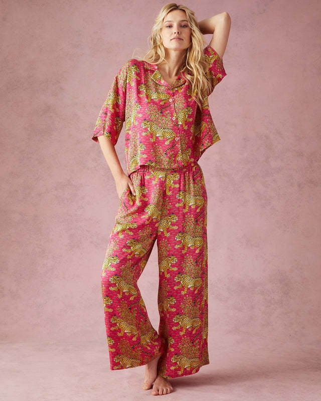 Amazon European and American Foreign Trade AliExpress New Western Style Fashion Age-reducing Tiger Print Womens Long Pants suit Gold