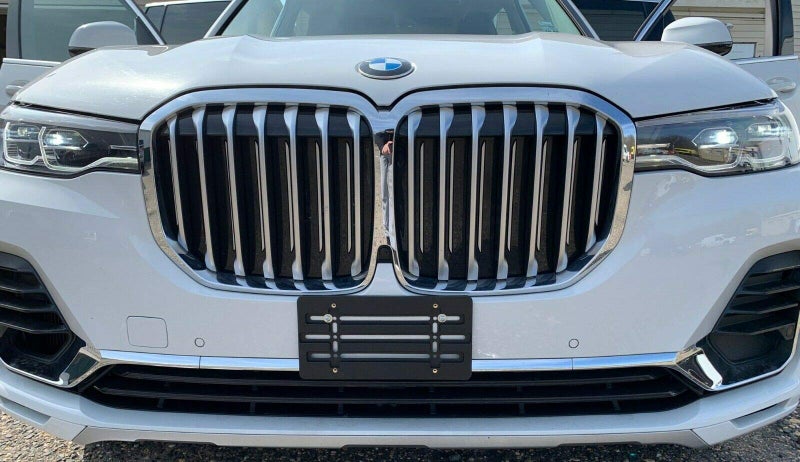 Front Bumper License Plate Bracket for BMW X7 20192024 Plate Holder Set w 6 Unique Screw Bolts Wrench Kit License Tag Mounting Kit Quality Plate Holders Premium Car Truck Accessories