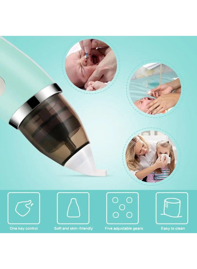 Generic (Unbranded) MiniMe Electric Nasal Aspirator Baby | 0–24 Months | mint green| Plastic & Silicone | USB Rechargeable & Five Suction Levels & One-Key Control & Soft Skin-Friendly Tip & Easy To Clean & Whisper-Quiet Operation | Compact & Portable Design - Image 3