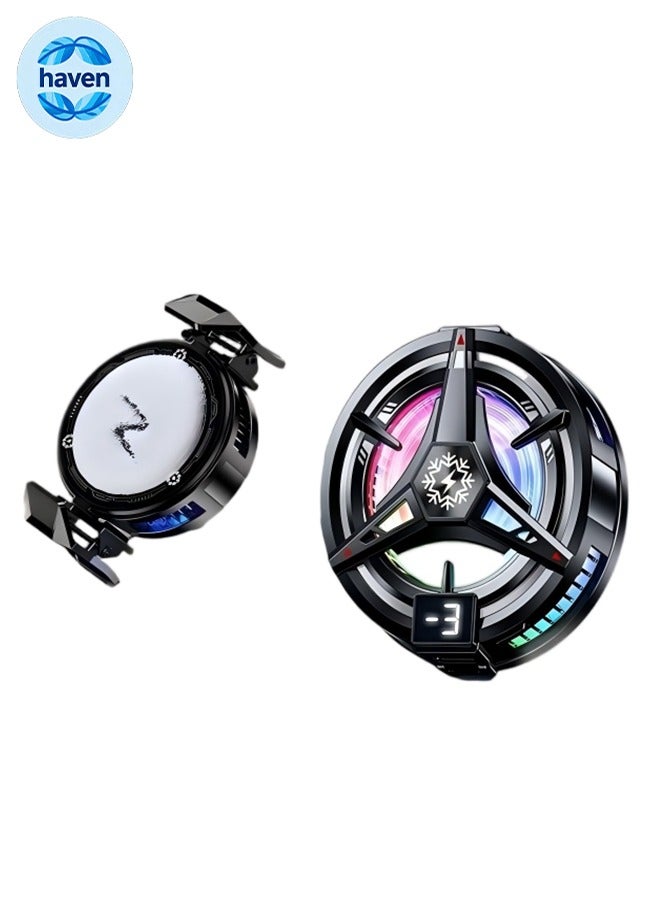 HAVEN Phone Cooler for Gaming Magnetic Back Clip Dual Purpose Phone Cooling Fan Digital display temperature Mobile Cooling Fan without Noise for Playing Games Tiktok for Universal iPhone/Android Smartphone - Image 1