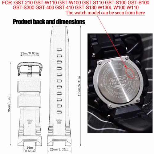 MCXGL Compatible with Gshock Resin strap Replacement for Casio GST-210 GST-W110 GST-W100 GST-S110 GST-S100 GST-B100 GST-S300 Watch band - Image 2