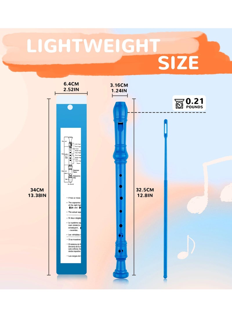 Soprano Descant Recorder, German Style 8 Hole Music Instrument with Cleaning Rod and Storage Bag for Kids Beginner (Blue) - Image 2