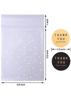 KASTWAVE Self-Adhesive Cookie Bags, 200 Pcs Cellophane Treat Bags White Polka Dot Sealing Packaging Bags OPP Plastic Pastry Bag for Bakery Candy Cookie Chocolate.  - Image 2