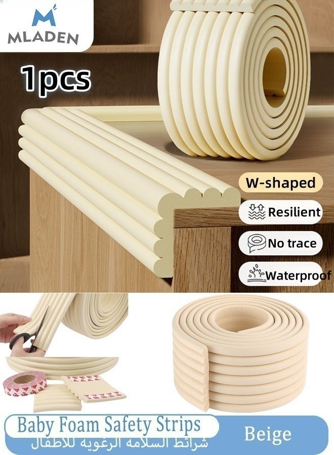 MLADEN 2 متر شرائط أمان رغوة للأطفال، شرائط حماية سميكة للغاية شريط حماية سميك للغاية حافة حافة زاوية حافة الأمان حواف حافة الأثاث، مصدات أمان حافة الأثاث، شريط رغوة لفة رغوة الأطفال المضادة للتصادم شريط رغوة لزاوية حائط الطاولة مع شريط مزدوج الجانب (بيج، 1 قطعة) - Image 1