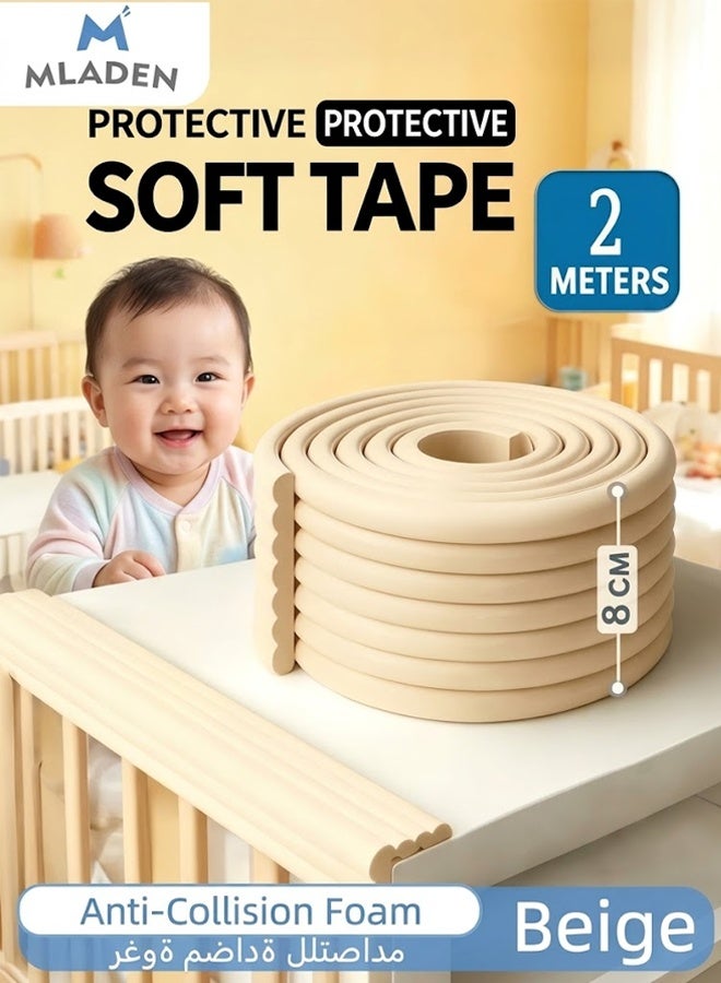 MLADEN Foam Safety Strips for Baby & Kid, Extra Thick Edge Corner Guards Protection Strip, Children Anti-Collision Foam Roll with Double-Side Tape, Furniture Table Wall Corner Protector – Easy Install, Shock-Absorbent, Durable(Beige) - Image 1
