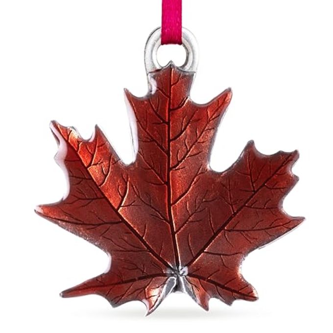 Danforth Maple Leaf Fall/Autumn Ornament, Handcrafted Pewter, 1 3/4", Satin Ribbon, Made in USA - Image 4