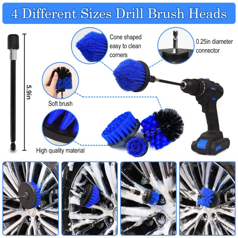 TTRCB 27Pcs Car Detailing Kit, Car Cleaning Kit, Car Detailing Brush Set, Drill Brush Set, Car Detailing Brushes, Car Wash Kit, Car Accessories, Car Cleaning Supplies for Interior, Exterior, Wheels - Image 4