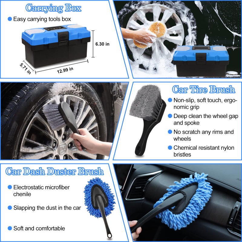 TTRCB 27Pcs Car Detailing Kit, Car Cleaning Kit, Car Detailing Brush Set, Drill Brush Set, Car Detailing Brushes, Car Wash Kit, Car Accessories, Car Cleaning Supplies for Interior, Exterior, Wheels - Image 2