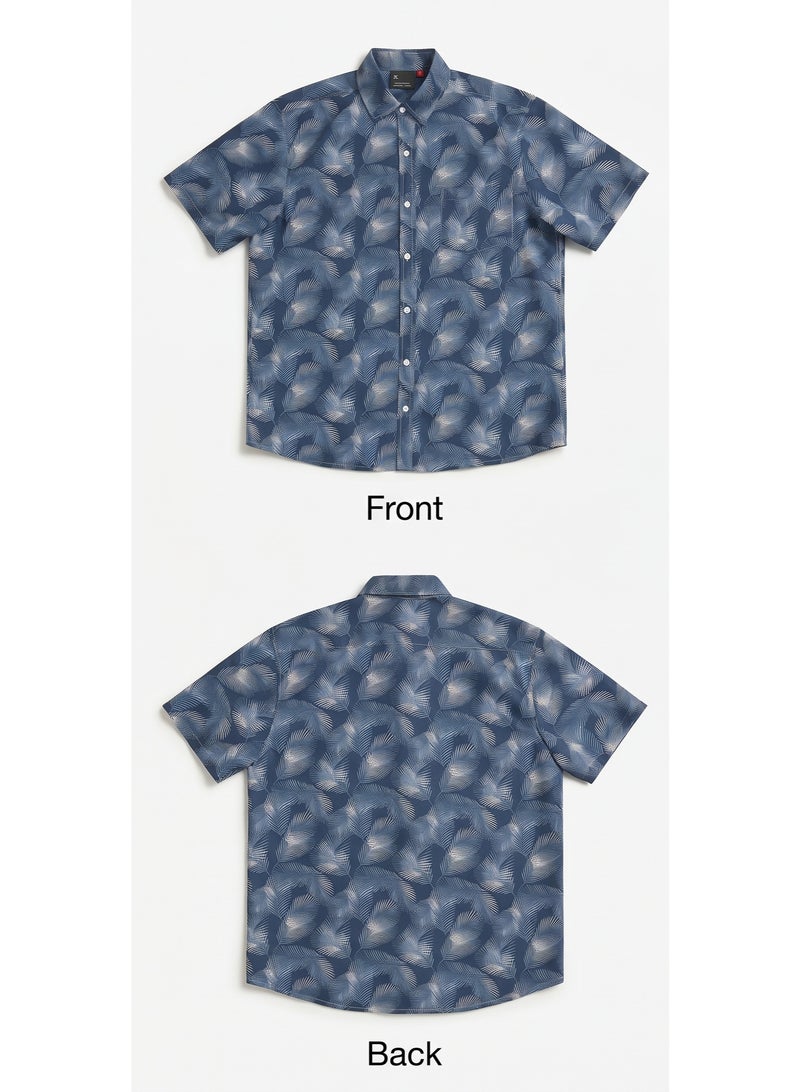 IceZone Men's 2 Piece Matching Set, Midnight Fern Leaf Print, Short Sleeve Button Up Shirt & Quick Dry Swim Shorts, Summer Beach Outfit - Image 4