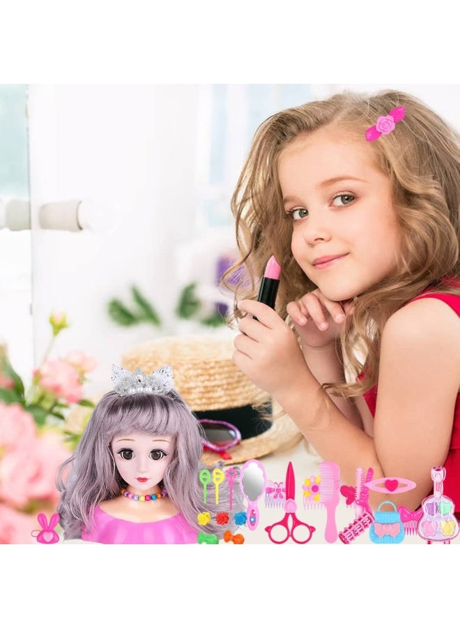 NajmStyle 25Pcs Hairdressing Makeup Dolls, Hair Styling Model Doll,Design Model Doll Head, Girls Playset with Beauty and Fashion Accessories - Image 4