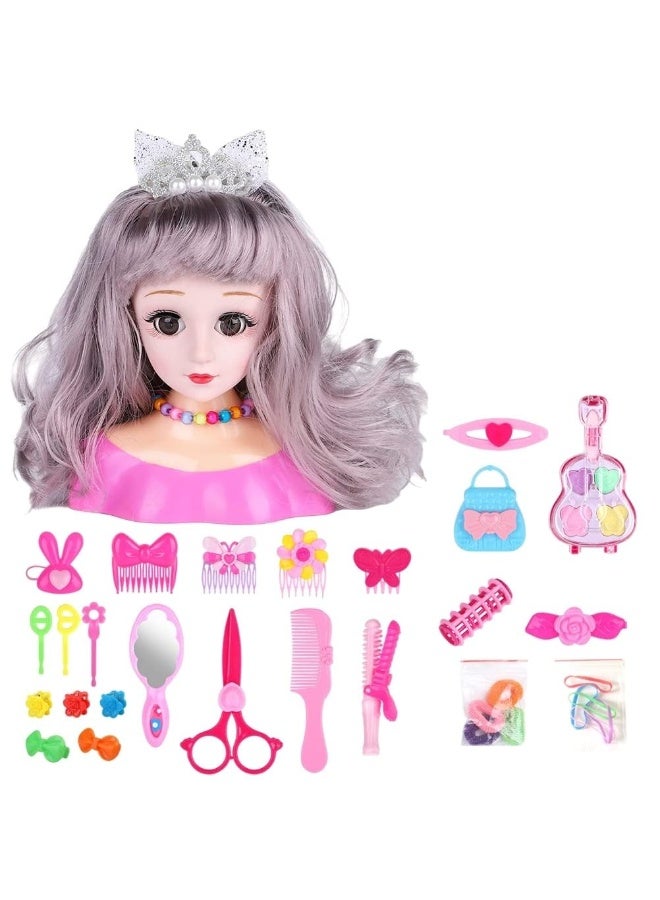 NajmStyle 25Pcs Hairdressing Makeup Dolls, Hair Styling Model Doll,Design Model Doll Head, Girls Playset with Beauty and Fashion Accessories - Image 1
