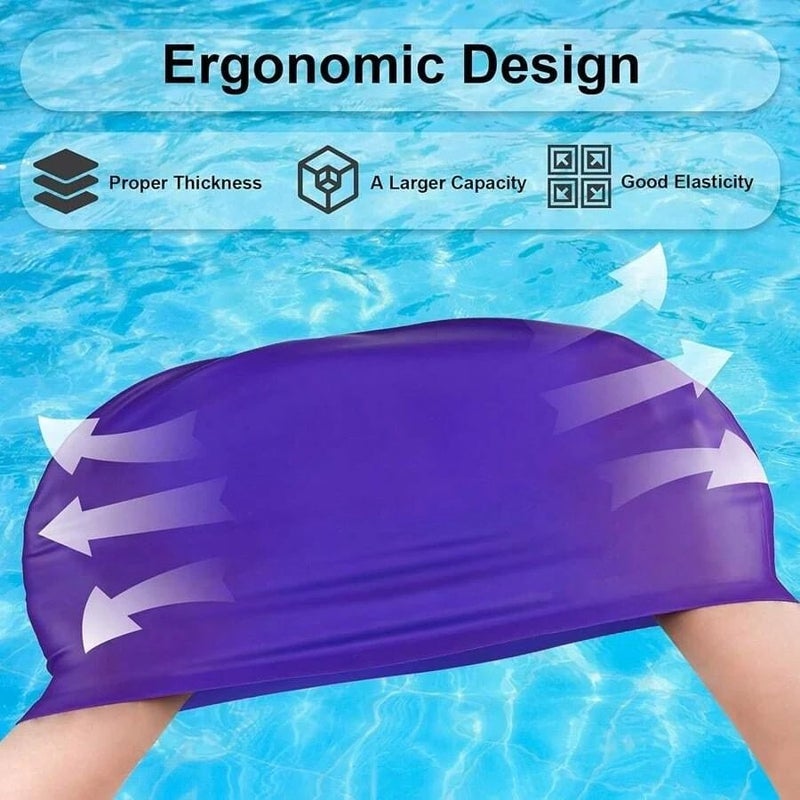Bluejw Oversize Silicone Swimming Cap Xxl Adult Waterproof Ear Protection Swim Cap for Men & Women With Long Hair - Image 5
