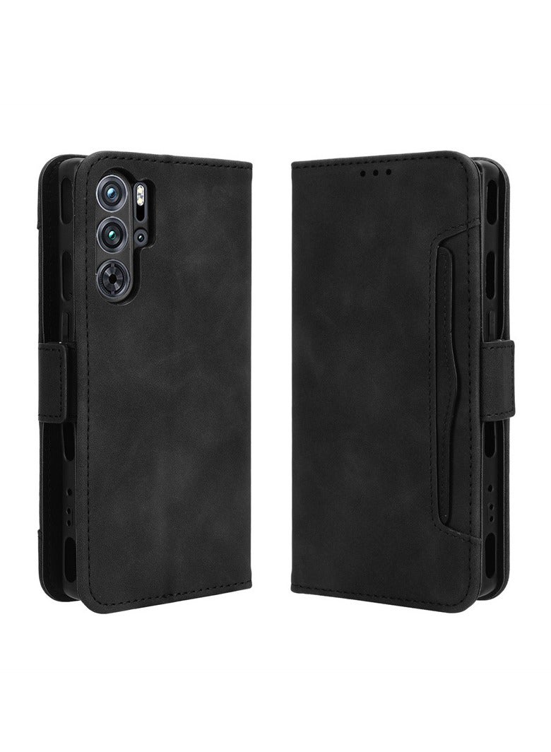 General Card slot Case for ZTE Nubia Red Magic 9 Pro/9 Pro Plus Stand Flip leather Case Cover for ZTE Nubia Red Magic 9 Pro/9 Pro Plus Retro magnetic Phone shell Wallet phone case with Card Slots  - Image 1
