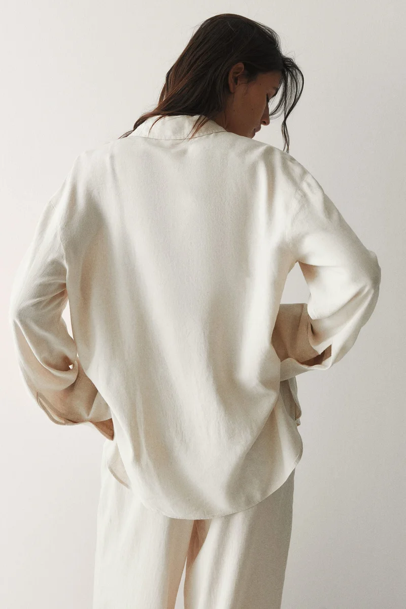H&M  Oversized linen-blend shirt for Women | Best Price UAE