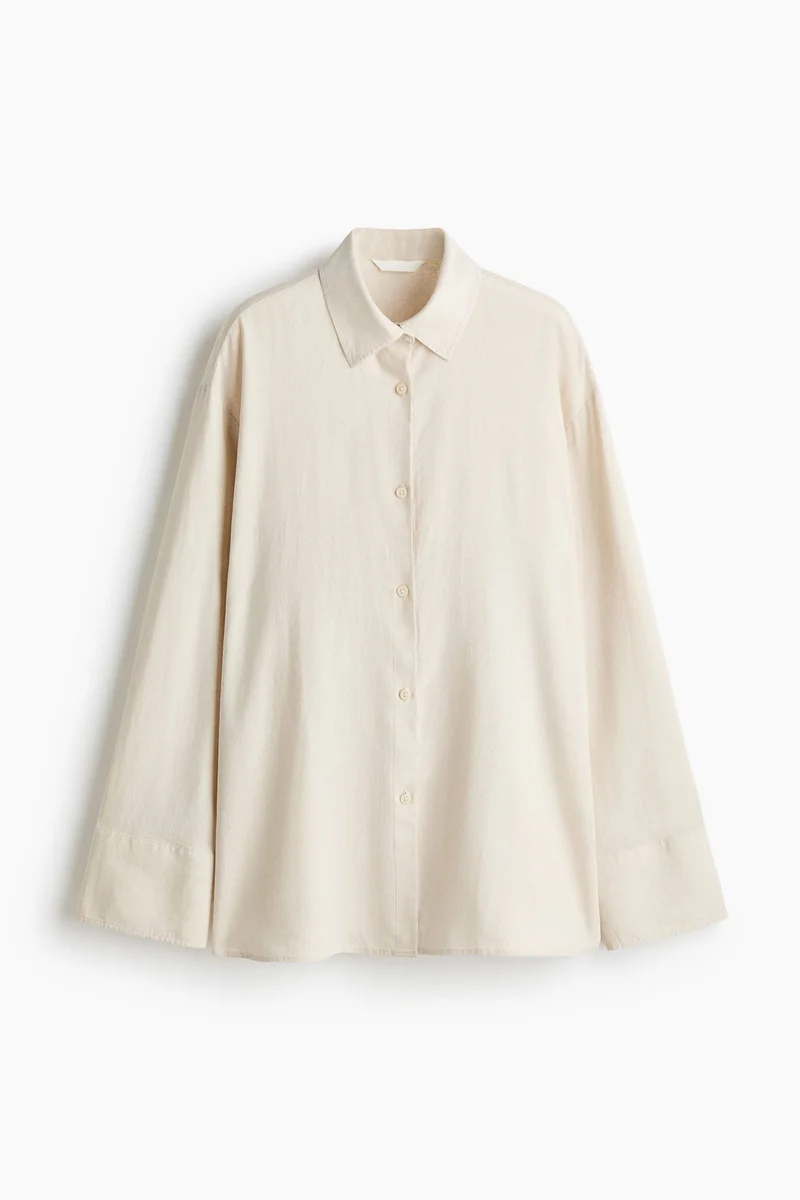 H&M  Oversized linen-blend shirt for Women | Best Price UAE