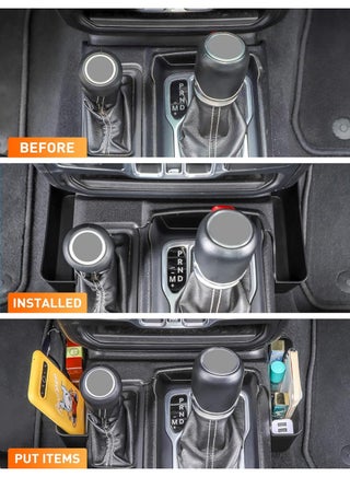 Shifter Storage Box, Gear Shift Console Side Tray Organizer Compatible with 2018-2024 Jeep Wrangler JL JLU & Gladiator JT, Interior Storage Accessories, Black, 1 PCS - view 3