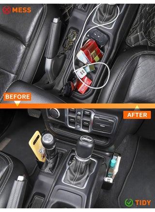 Shifter Storage Box, Gear Shift Console Side Tray Organizer Compatible with 2018-2024 Jeep Wrangler JL JLU & Gladiator JT, Interior Storage Accessories, Black, 1 PCS - view 4