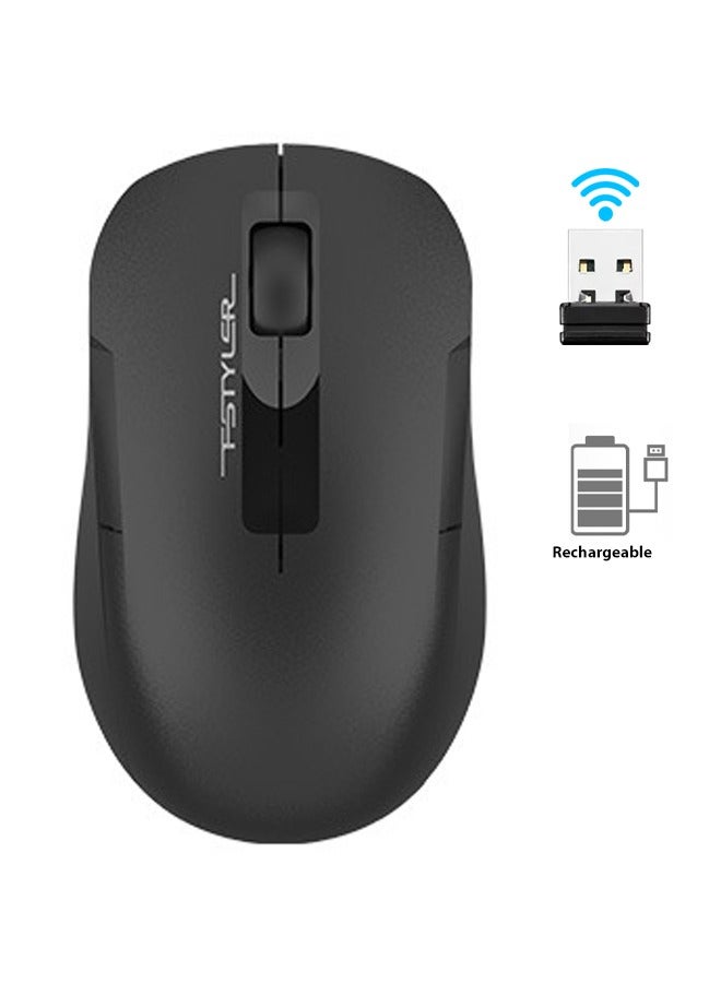 إيه 4 تيك "فأرة فستايلر لاسلكية قابلة لإعادة الشحن بوظيفتين مزدوجتين | وضع مزدوج للمكتب والهواء | بتردد 2.4 غيغاهرتز مع مستقبل نانو USB | محمولة ومضادة للدخول في وضع السكون | متوافقة مع Windows/macOS/Linux – موديل FG15C Air2، اللون الأسود."