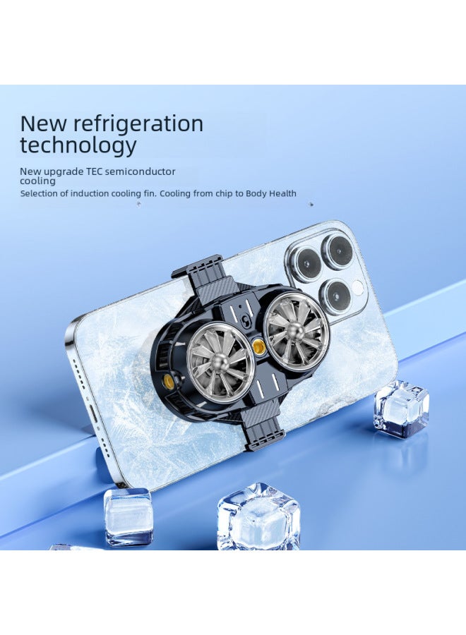 Loquat X2 Mobile Phone Radiator Back Clip Live Broadcast Mobile Phone Double Semiconductor Refrigeration Cooling Artifact With Digital Display-Color:X53 Semi-transparent Black (with Display) - Image 3