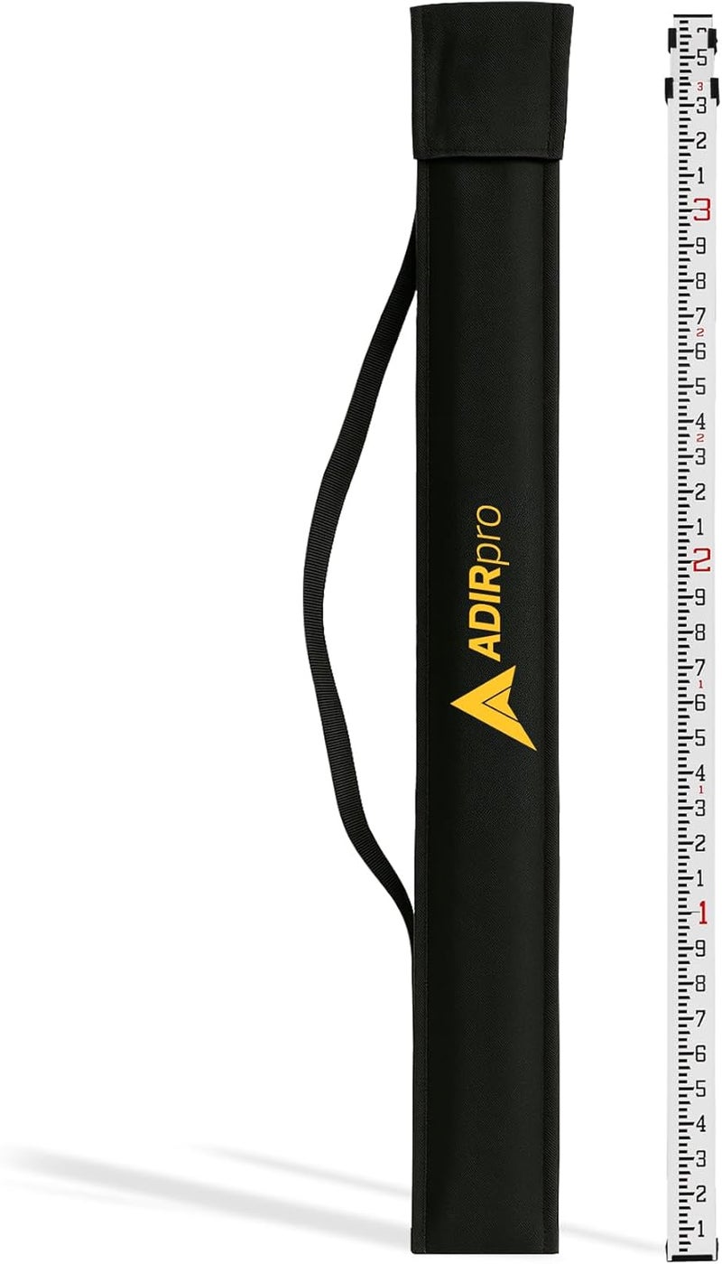 AdirPro 9-Foot Aluminum Grade Rod – 10ths, Dual Sided 5-Section Telescopic Leveling Rod – Bubble Level and Soft Carrying Case Included - Image 1