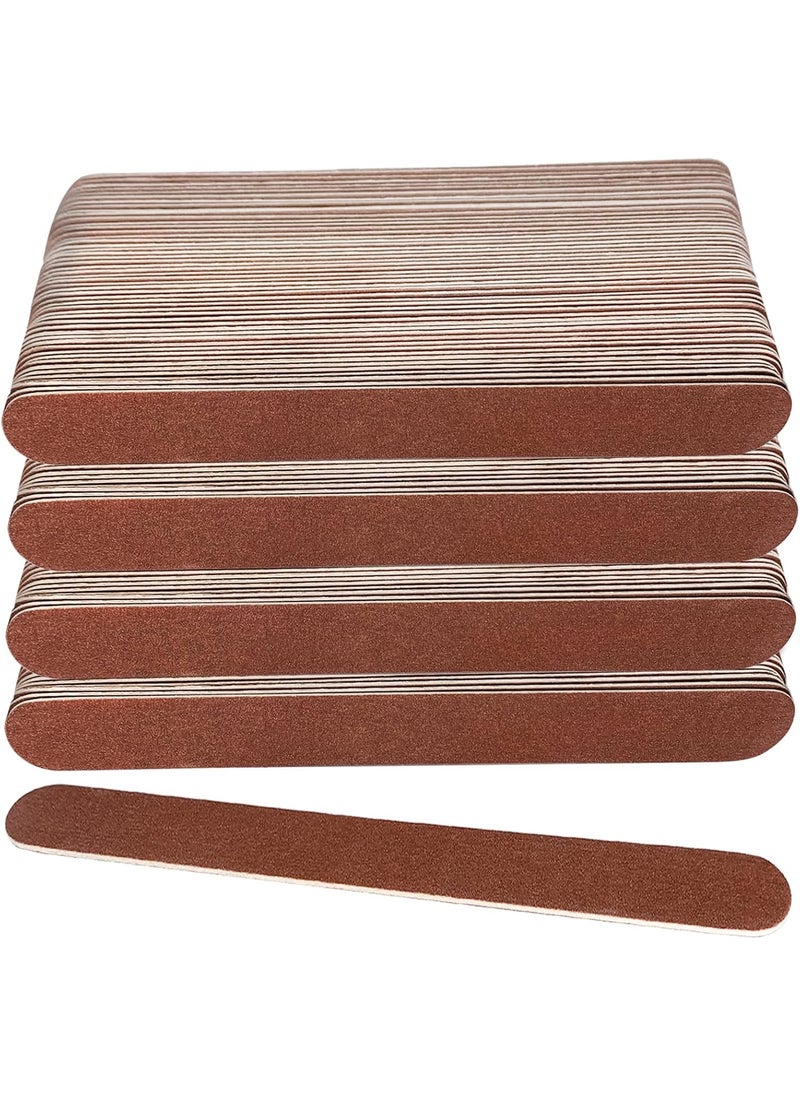 GigaGround - 100 Pcs Wooden Nail Files, 7 Inches Emery Board Nail File for Nature Nails, Manicure Tool Set Disposable Nail File for Home Salon Brown - Image 1
