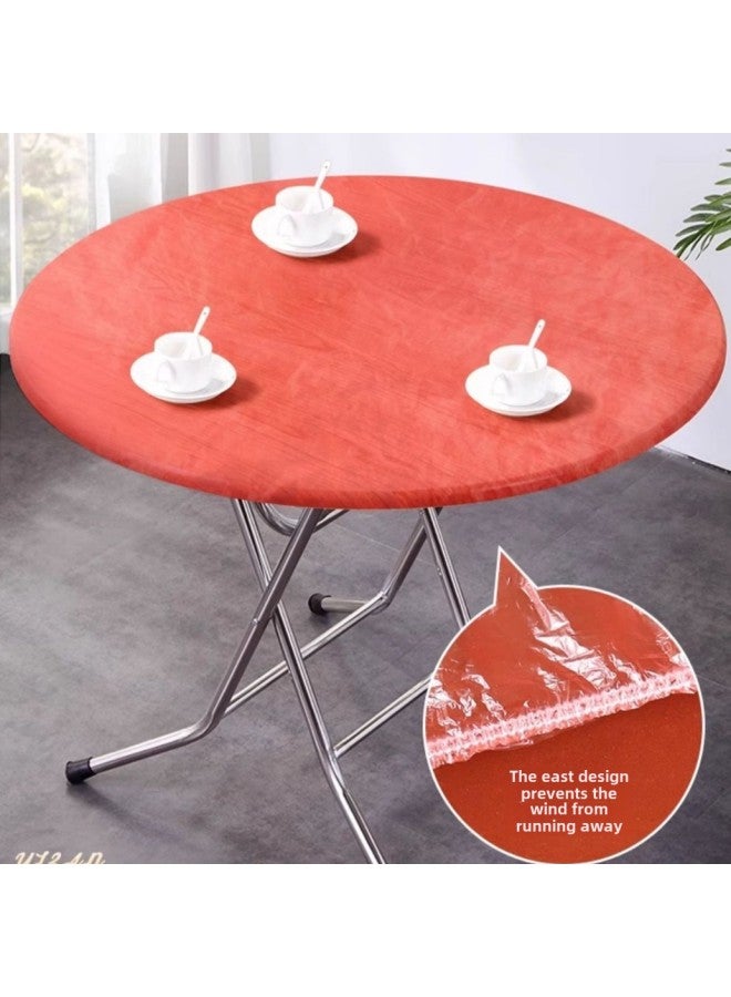 Elastic Band Girdle Table Round Table Red Cloth Set Disposable Tablecloth Table Rectangular Film Table Plastic Cloth-Color:Thickened [30 Pieces] Transparent White-Specifications:1.2m Round Table: Diameter 1.2m Inner [or] Square Table: Length And Width ≤ 1.8m