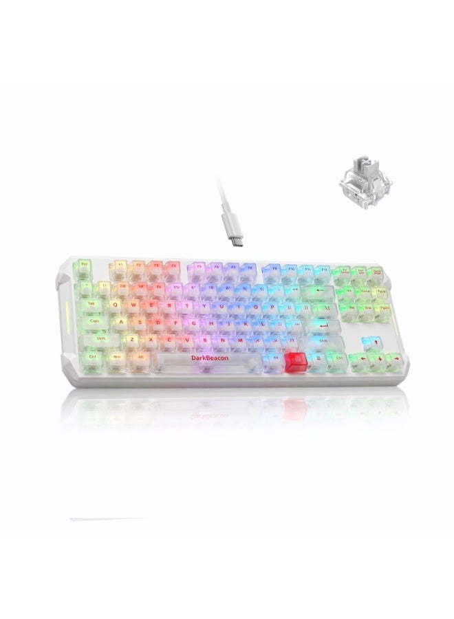 DarkBeacon Flux 87 HE Magnetic Switch Hot Swappable Mechanical Gaming Keyboard, Adjustable Actuation Rapid Trigger Mode, USB-C Wired RGB TKL White Keyboard - Image 1