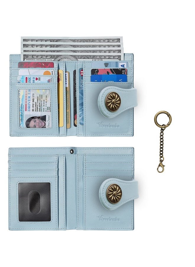 Travelambo Small Womens Wallet With 2 Id Windows, Rfid Blocking Bifold Leather Card Holder Purse With Zipper Coin Pocket  - Image 3