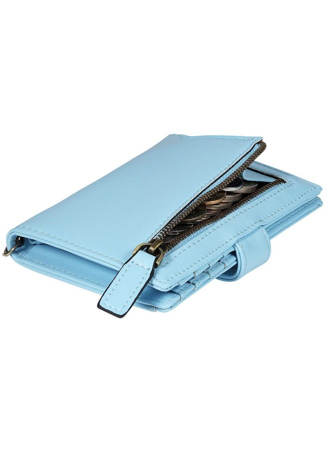 Travelambo Small Womens Wallet With 2 Id Windows, Rfid Blocking Bifold Leather Card Holder Purse With Zipper Coin Pocket  - Image 5