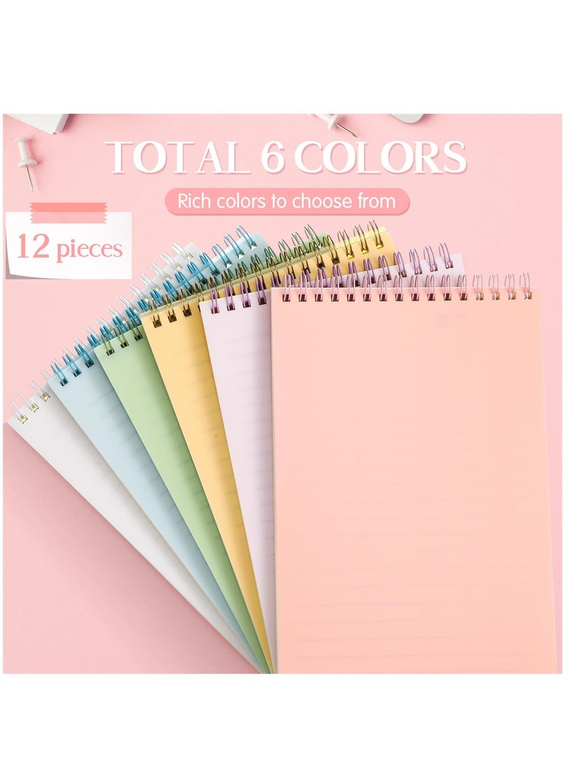SYOSI Spiral Notebooks, 12 Pcs Top Bound Spiral Notebook, A5 Steno Pads with Colorful PP Cover Ruled Lined Paper 80 Sheets (160 Pages) Journal Notepad forStudy and Notes, 6 Colors  - Image 4