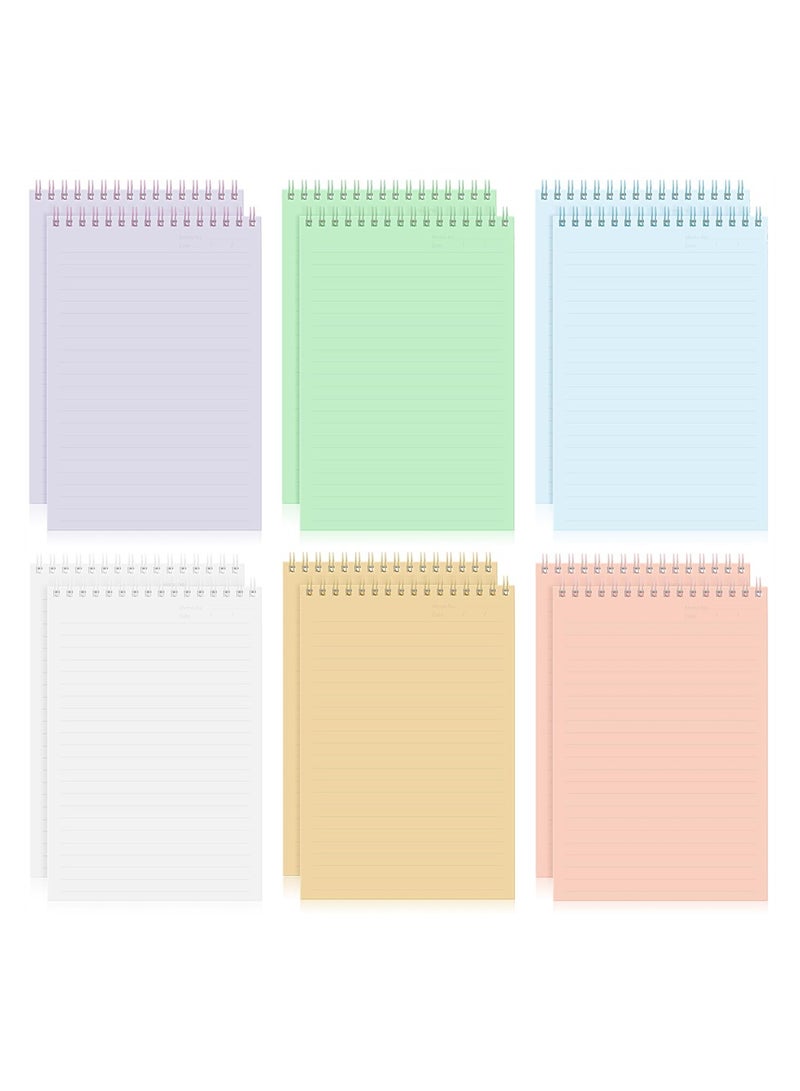 SYOSI Spiral Notebooks, 12 Pcs Top Bound Spiral Notebook, A5 Steno Pads with Colorful PP Cover Ruled Lined Paper 80 Sheets (160 Pages) Journal Notepad forStudy and Notes, 6 Colors  - Image 2