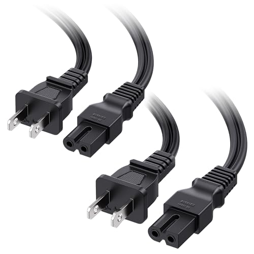 Cable Matters 2-Pack 2 Prong Vizio TV Power Cord Replacement - 10ft, NEMA 1-15P to IEC C7, Polarized AC Power Cord for PS2, TV, and More - Image 1