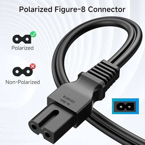 Cable Matters 2-Pack 2 Prong Vizio TV Power Cord Replacement - 10ft, NEMA 1-15P to IEC C7, Polarized AC Power Cord for PS2, TV, and More - Image 2