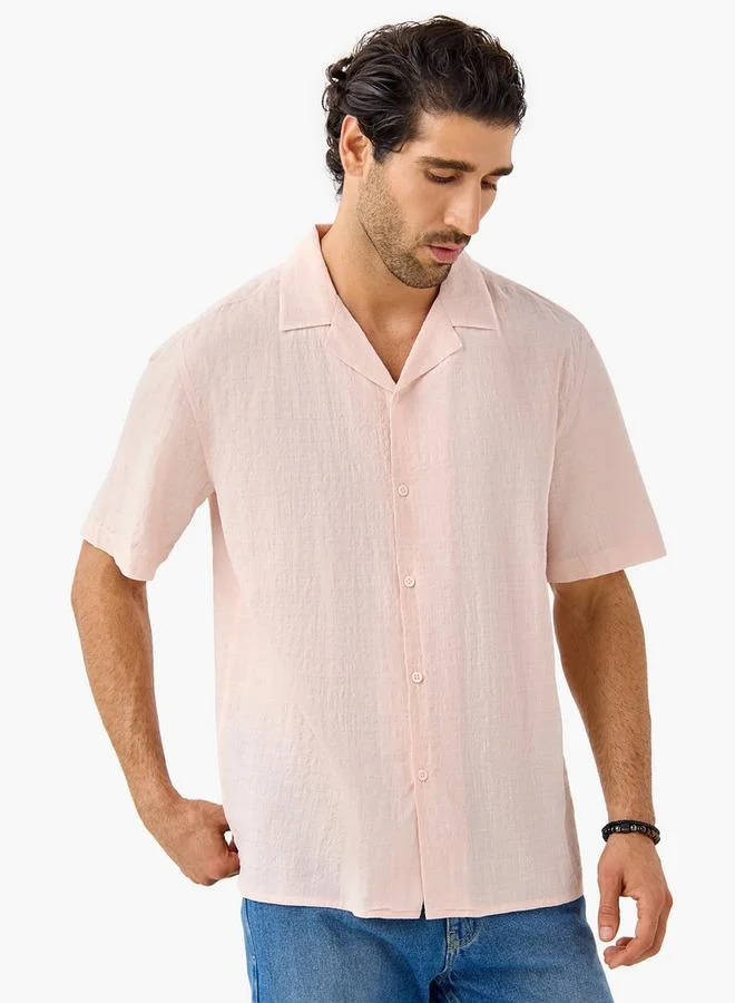 Splash FAV Seersucker Textured Resort Collar Shirt