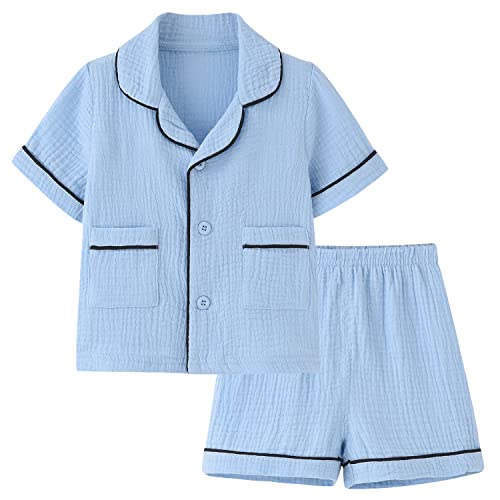 BINIDUCKLING Summer Pjs for Toddler Girl Boy Pajamas 4T Blue - Image 1