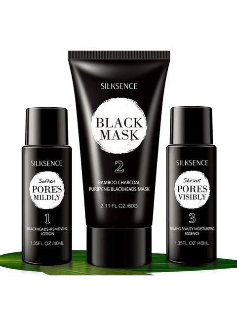 Silksence Blackhead Mask Set - Black Mask Blackhead Remover Mask With Removing Lotion And Moisturizing Essence (140g)