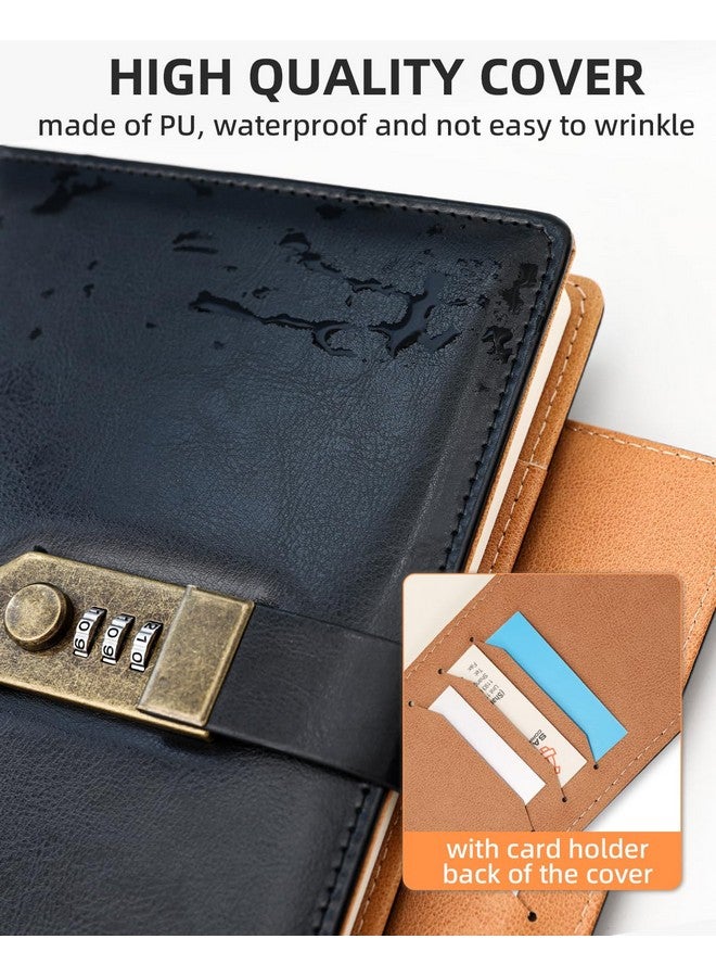 Nicpro Diary With Lock, A5 Pu Leather Journal With Lock, Metal Pen, 260 Pages Password Notebook For Men And Women, Vintage Lock Daily Journal For Travel, Note Take, Plans, Organize (10 X 7 In)  - Image 5