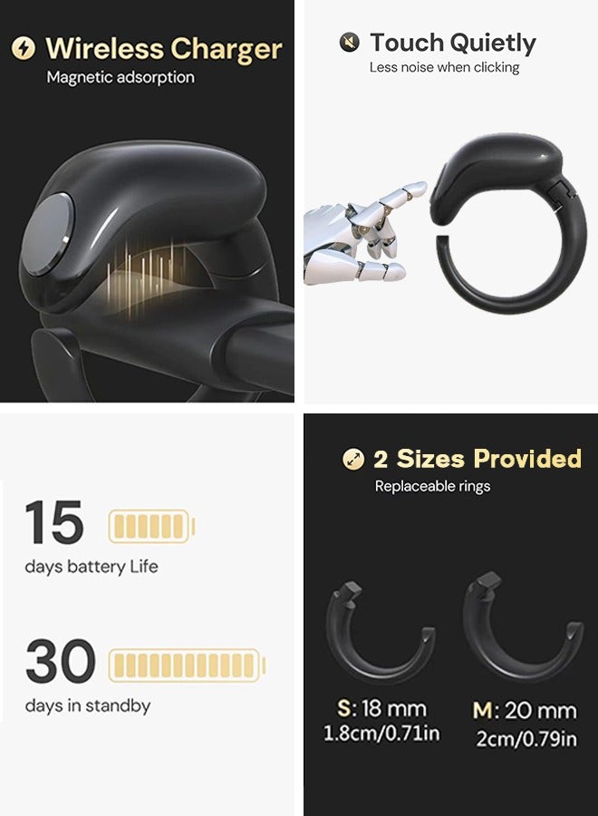 ويسلاميك خاتم تسبيح ذكر ذكي، عداد قابل للتعديل، مقاس (18 و20 مم)، يدعم تطبيق عداد رقمي لتذكير الصلاة، خاتم ذكر مضاد للماء، للمسلمين (أسود) - Image 2