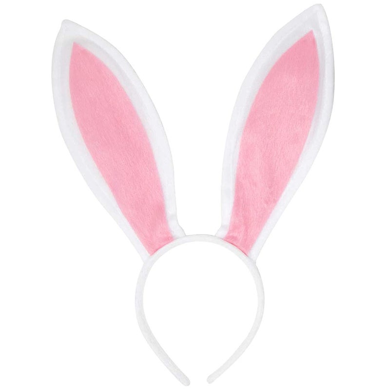 Funcredible White Bunny Ears Headband Velvet Bendable Rabbit Ears Cute Bunny Accessories for Kids Women and Men Fluffy Rabbit Costume Accessories