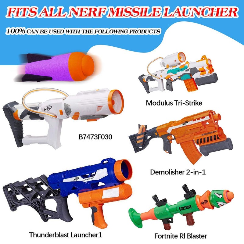 Ruibytree Mega Missile Refill for Nerf N-Strike Elite Series  4Packs  Compatible Darts Mega Missile Refill Bullets Foam Rockets for Nerf Party (Purple) - Image 2