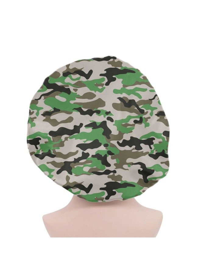Babrukda Women Satin Bonnet, Men Double Layer Sleep Cap Camo Print Stylish Sleeping Beanie Hat Adjustable Elastic Band for Haircare, Curly Natural Long Hair Cap, Camo, One size - Image 1