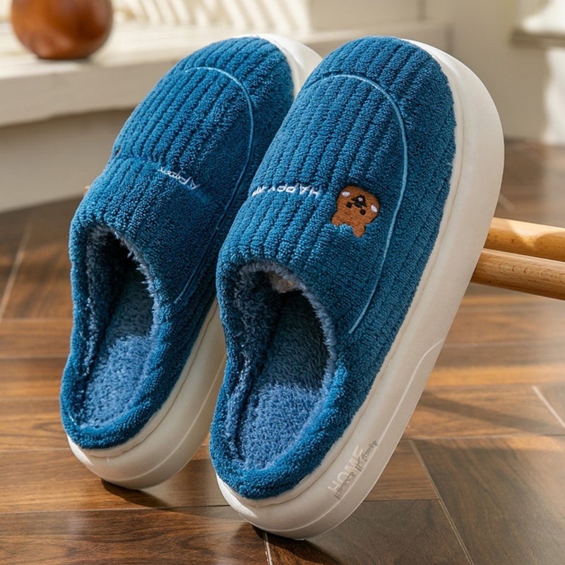 Women's wool cotton slippers autumn and winter 2025, new indoor home, thick, warm and fluffy, anti-slip moon cotton slippers.