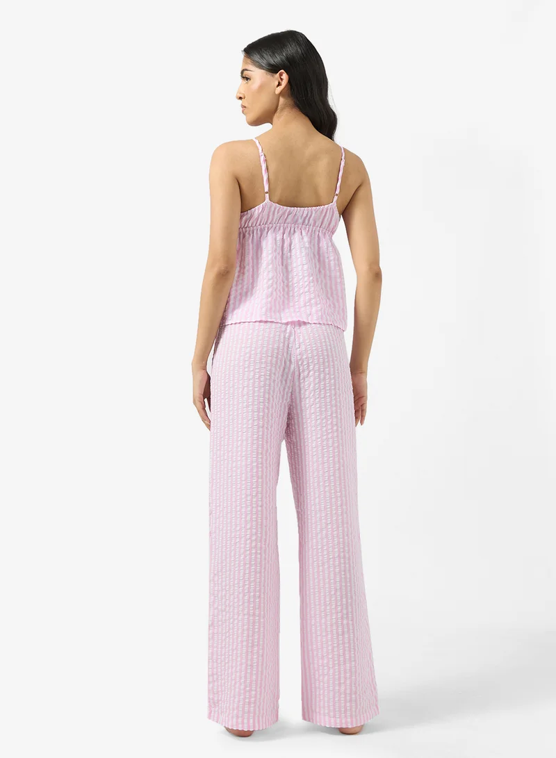 Ginger Pinstripe Button Up Cami & Pyjama Set